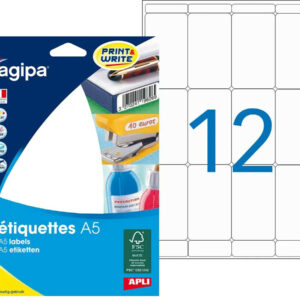 Etui A5 - 192 Étiquettes Blanches Multi-Usages - 56 X 34 Mm - Coins Arrondis - Réf 114086