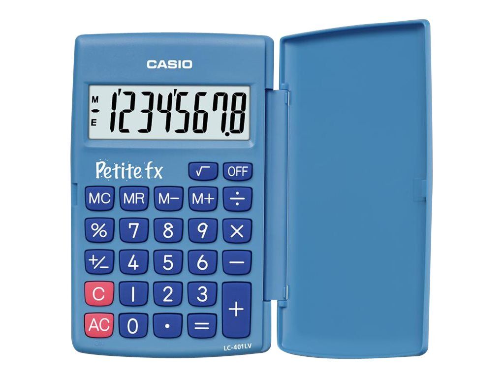 Calculatrice De Poche Casio Petit-Fx Lc-401Lv - 8 Chiffres - Alimentation Batterie - Bleu