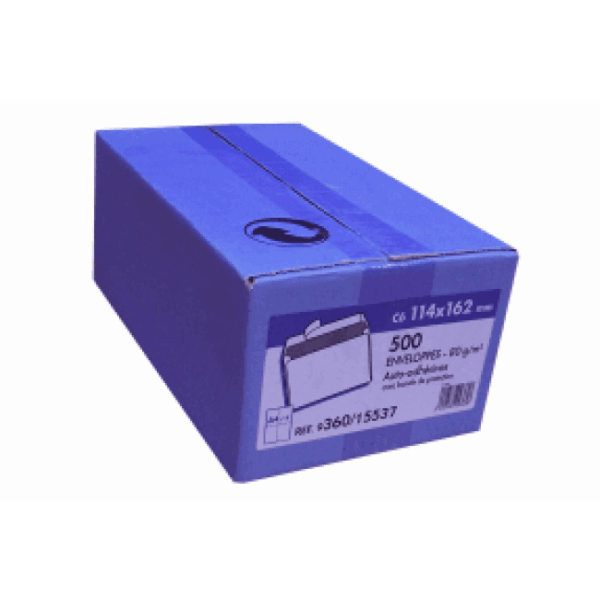 500 Enveloppes C6 114 X 162 Mm - 80 Gr - Sans Fenêtre - Blanc - Bande Auto-Adhésive