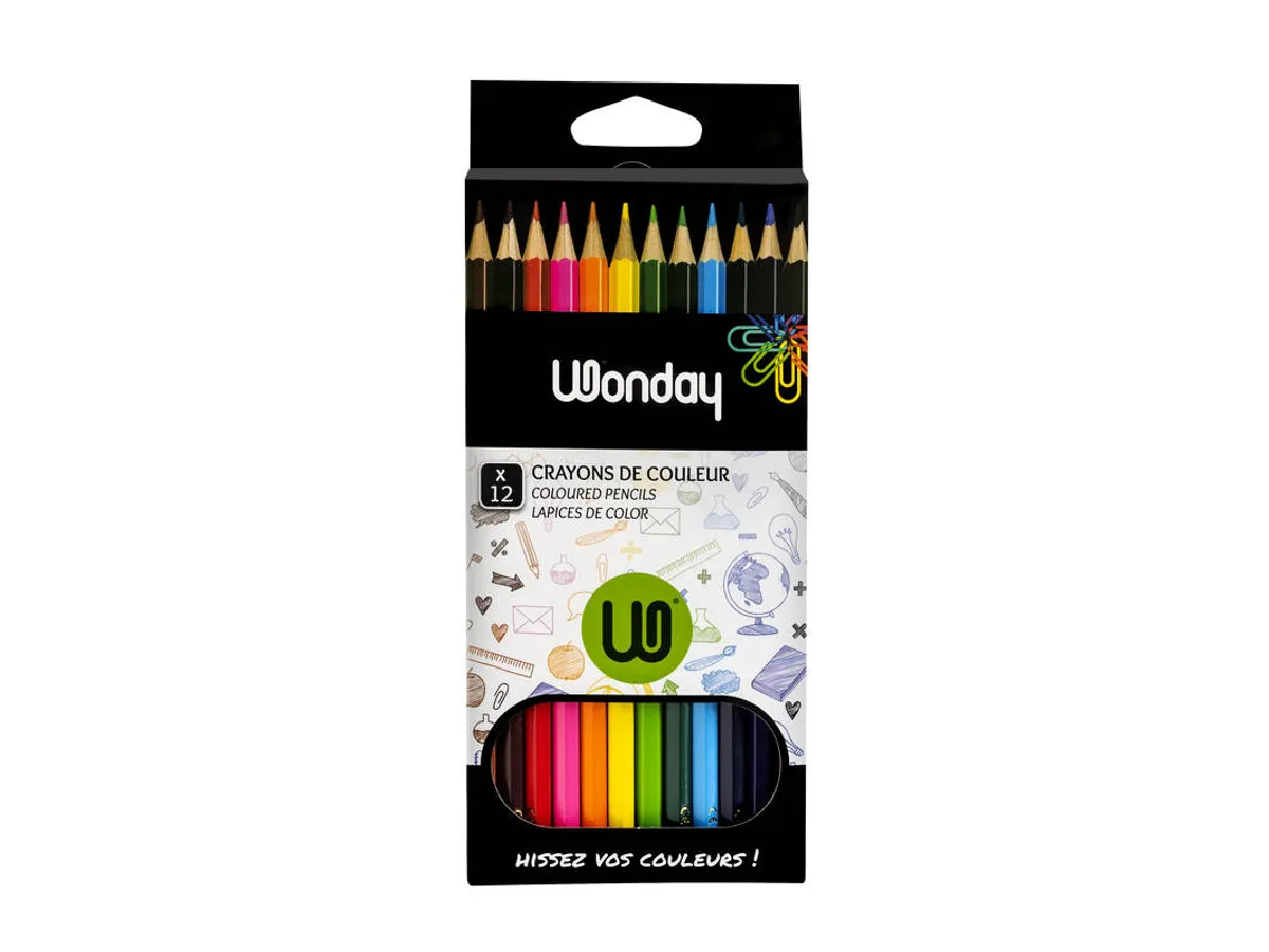 12 Crayons De Couleur - Pointe Moyenne
