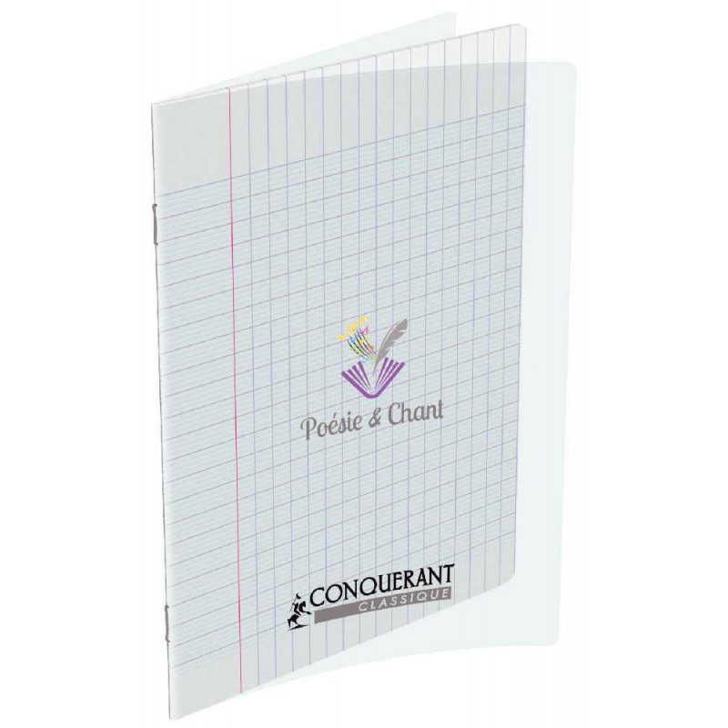 Conquérant Classique - Cahier De Poésie Et Chant 17 X 22 Cm - 48 Pages - Pages Blanches Et Grands Carreaux (Seyes) - Transparent