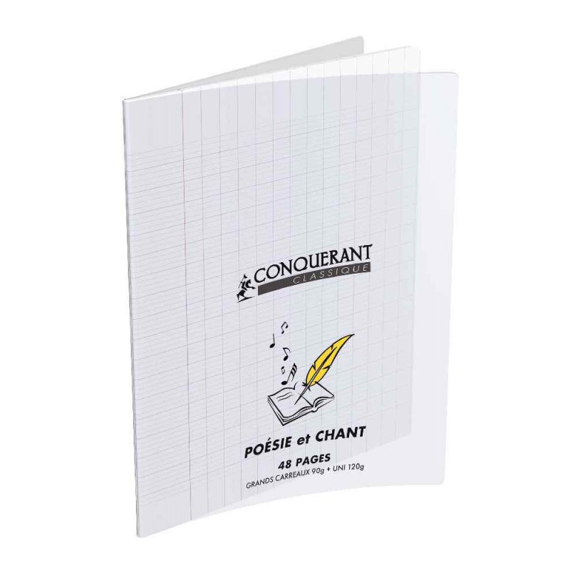 Conquérant Classique - Cahier De Poésie Et Chant 24 X 32 Cm - 48 Pages - Pages Blanches Et Grands Carreaux (Seyes) - Transparent