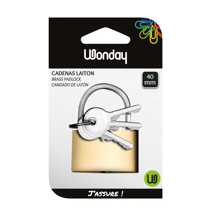 Cadenas Laiton À Clé - 40 Mm - Réf : Scd400072