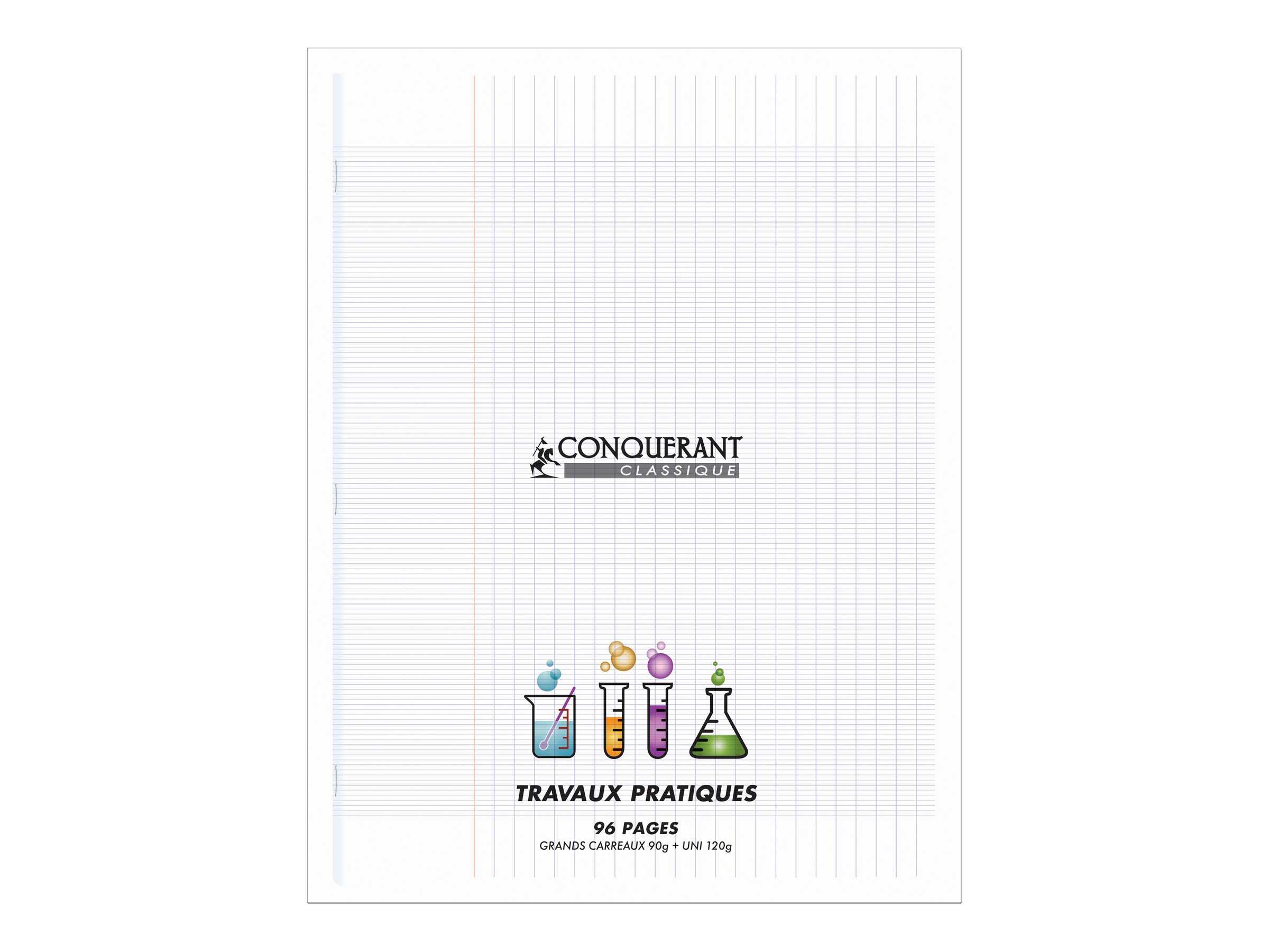Conquérant Classique - Cahier Polypro De Travaux Pratiques (Tp) - 24 X 32 Cm - 96 Pages - Grands Carreaux (Seyes)/Uni - Transparent