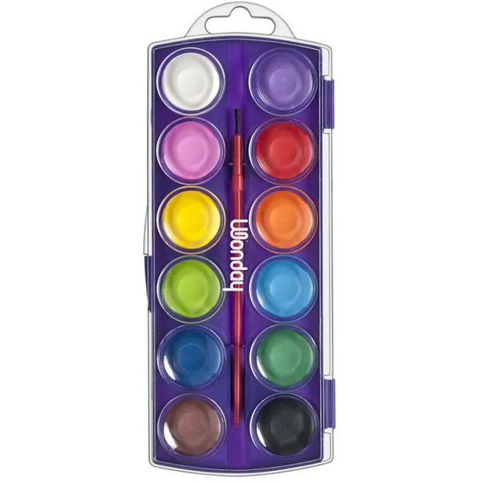 2 Pastilles De Gouache De Couleur + 1 Pinceau