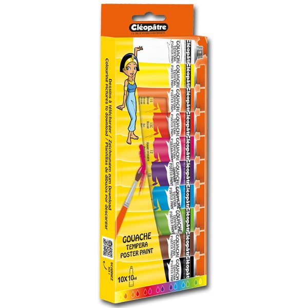Pack De 10 Gouaches - Couleurs Assorties - 10 Ml