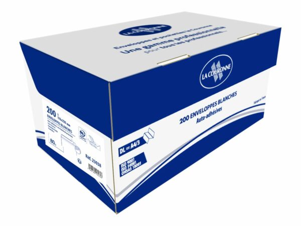 200 Enveloppes Dl 110 X 220 Mm - 90 Gr - Sans Fenêtre - Blanc - Bande Auto-Adhésive