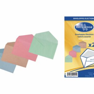 200 Enveloppes Élection - 90 X 140 Mm - 70 Gr - Coloris Assortis